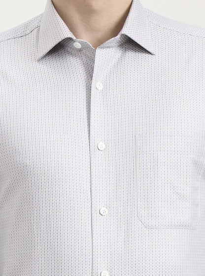 Light Grey Printed Slim Fit Formal Shirt | JadeBlue Super Luxe