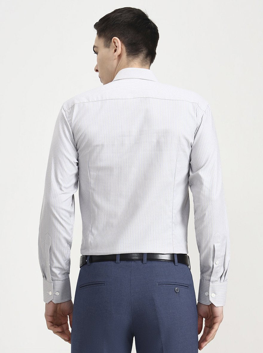 Light Grey Printed Slim Fit Formal Shirt | JadeBlue Super Luxe