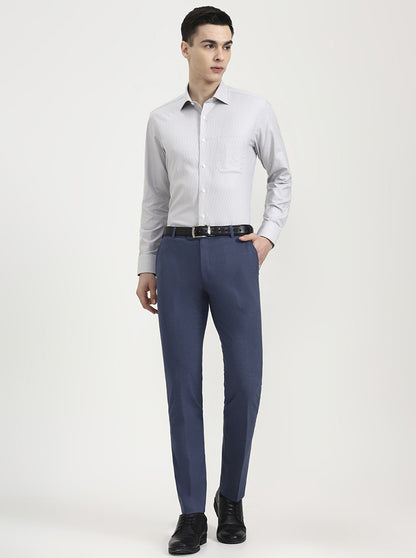 Light Grey Printed Slim Fit Formal Shirt | JadeBlue Super Luxe