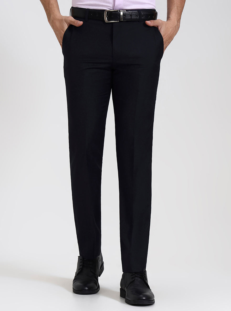 Blue Solid Slim Fit Formal Trouser | JadeBlue Super Luxe