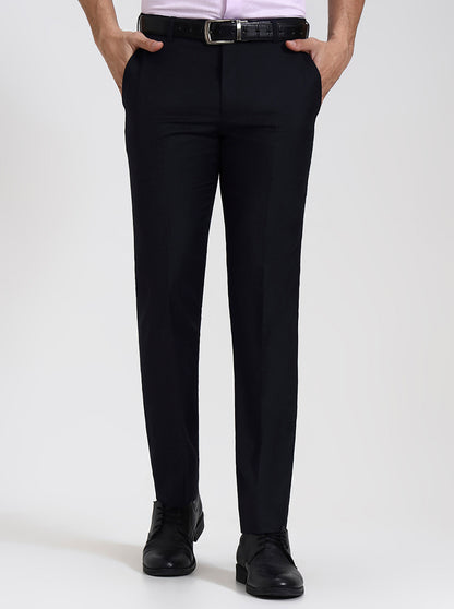 Blue Solid Slim Fit Formal Trouser | JadeBlue Super Luxe
