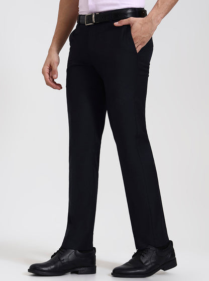 Blue Solid Slim Fit Formal Trouser | JadeBlue Super Luxe