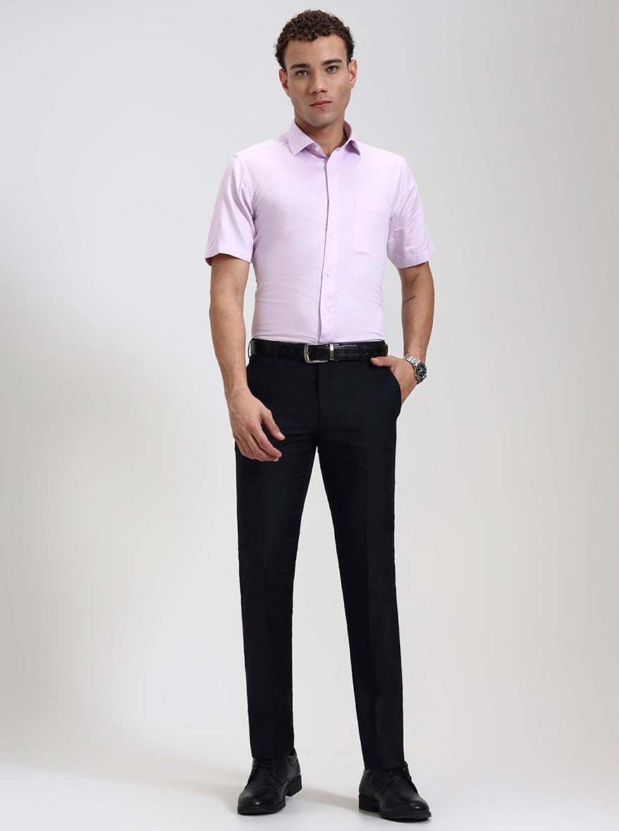 Blue Solid Slim Fit Formal Trouser | JadeBlue Super Luxe