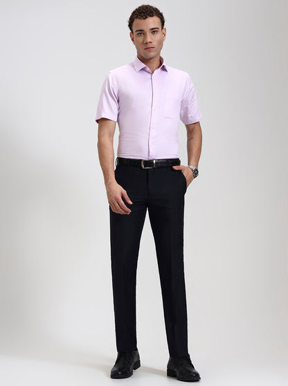 Blue Solid Slim Fit Formal Trouser | JadeBlue Super Luxe
