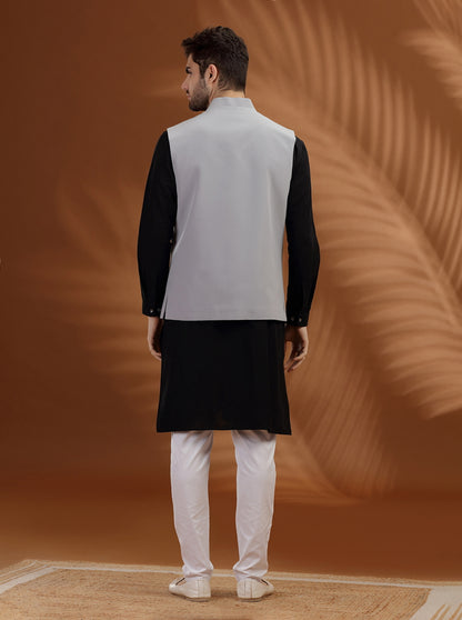 Light Grey Solid Waistcoat | Greenfibre