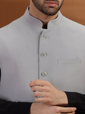 Light Grey Solid Waistcoat | Greenfibre