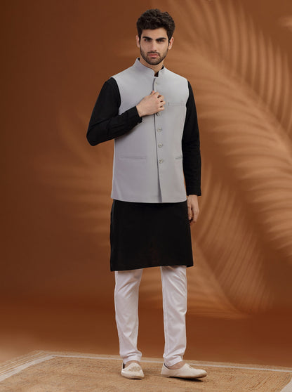 Light Grey Solid Waistcoat | Greenfibre