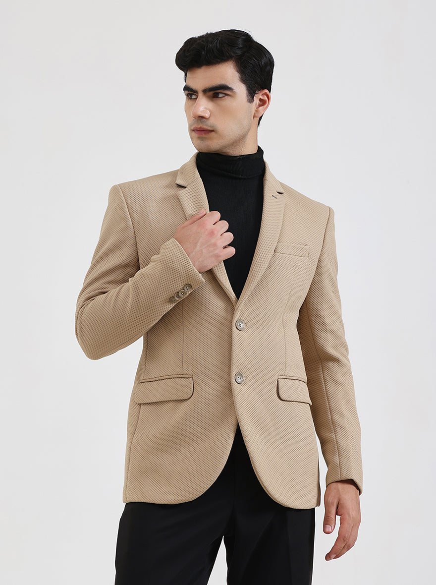 Fawn Solid Regular Fit Blazer | JB Studio