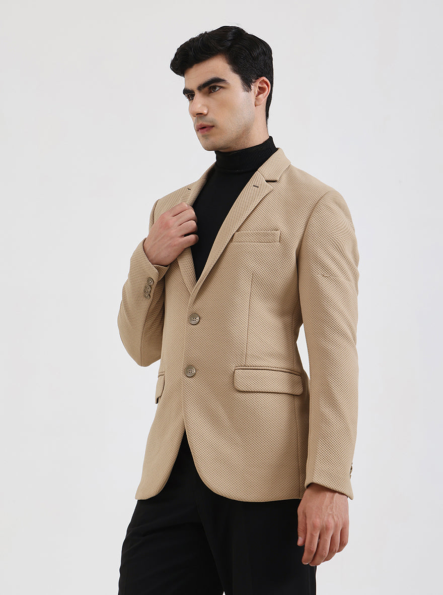 Fawn Solid Regular Fit Blazer | JB Studio