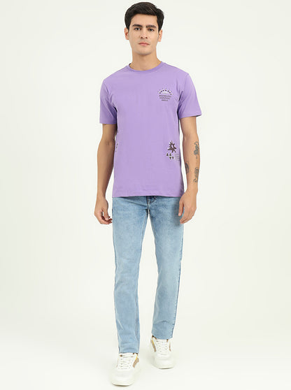 Purple Printed Slim Fit T-Shirt | Greenfibre