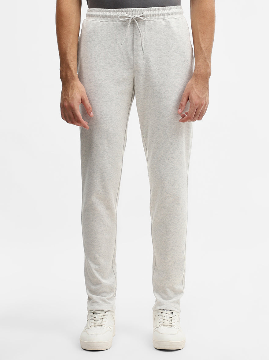Ecru Solid Slim Fit Track Pant | Greenfibre