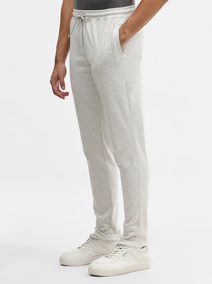 Ecru Solid Slim Fit Track Pant | Greenfibre