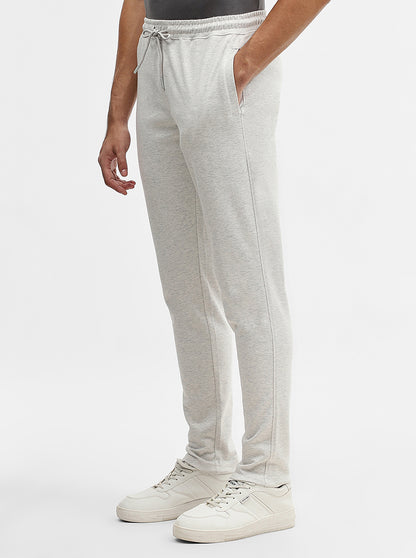 Ecru Solid Slim Fit Track Pant | Greenfibre