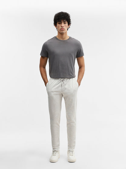 Ecru Solid Slim Fit Track Pant | Greenfibre