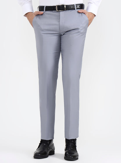 Grey Solid Super Slim Fit Formal Trouser | JB X JB