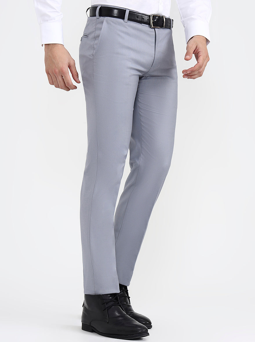 Grey Solid Super Slim Fit Formal Trouser | JB X JB