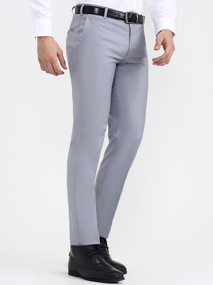Grey Solid Super Slim Fit Formal Trouser | JB X JB