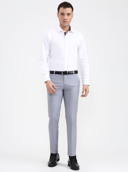 Grey Solid Super Slim Fit Formal Trouser | JB X JB
