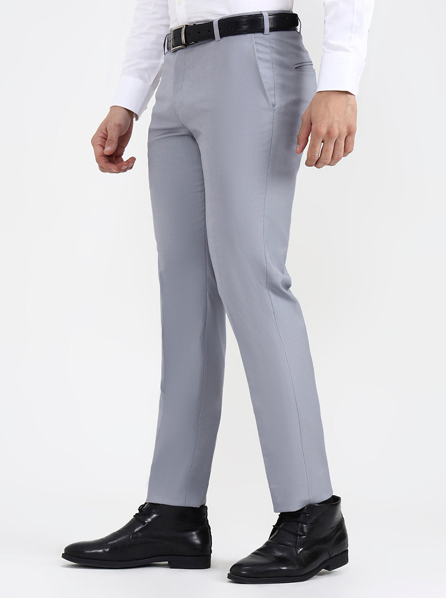 Grey Solid Super Slim Fit Formal Trouser | JB X JB