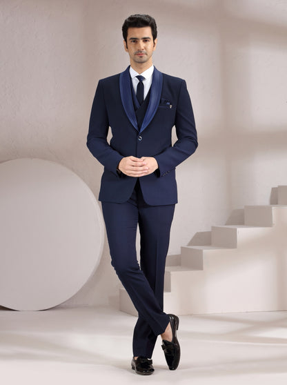 Blue Self Design Suit | JadeBlue