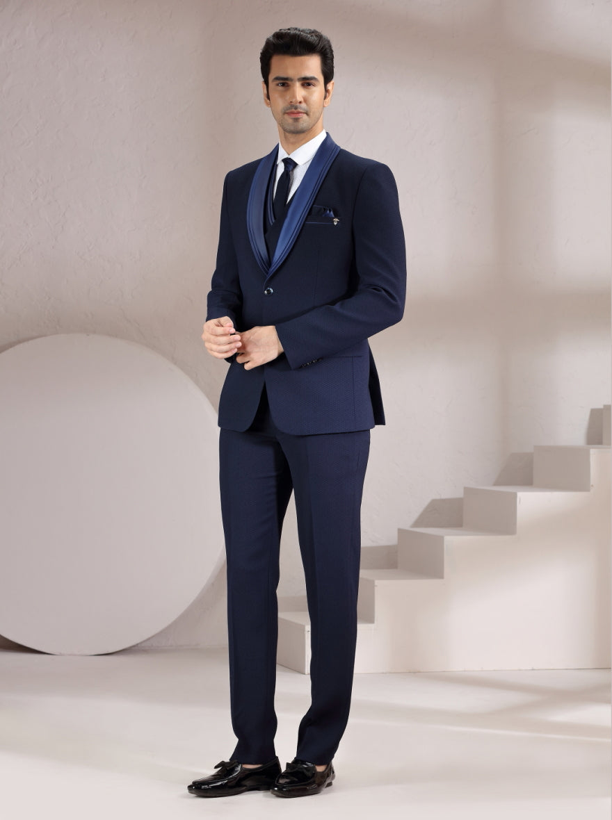 Blue Self Design Suit | JadeBlue