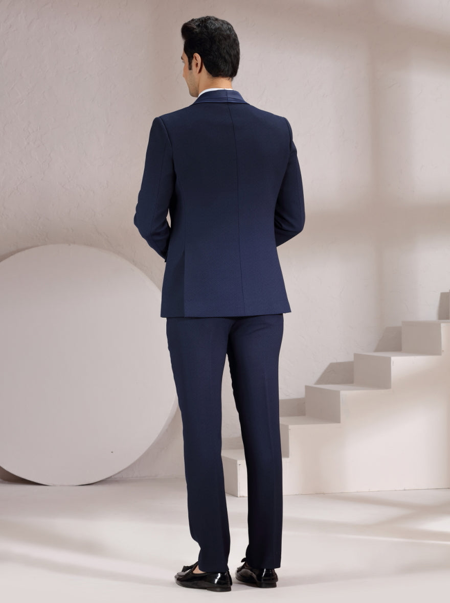 Blue Self Design Suit | JadeBlue