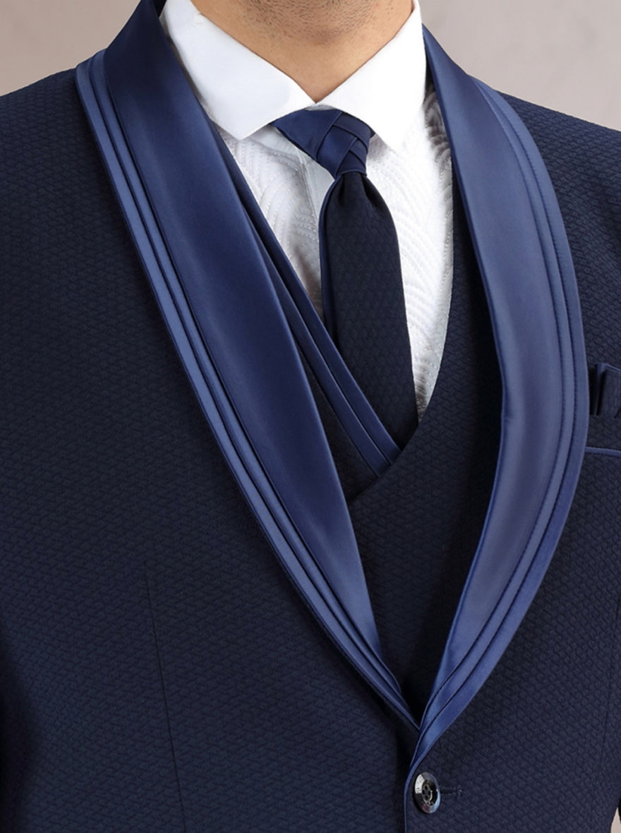 Blue Self Design Suit | JadeBlue