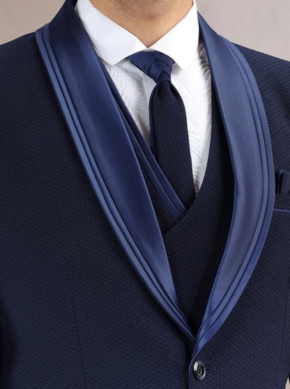 Blue Self Design Suit | JadeBlue