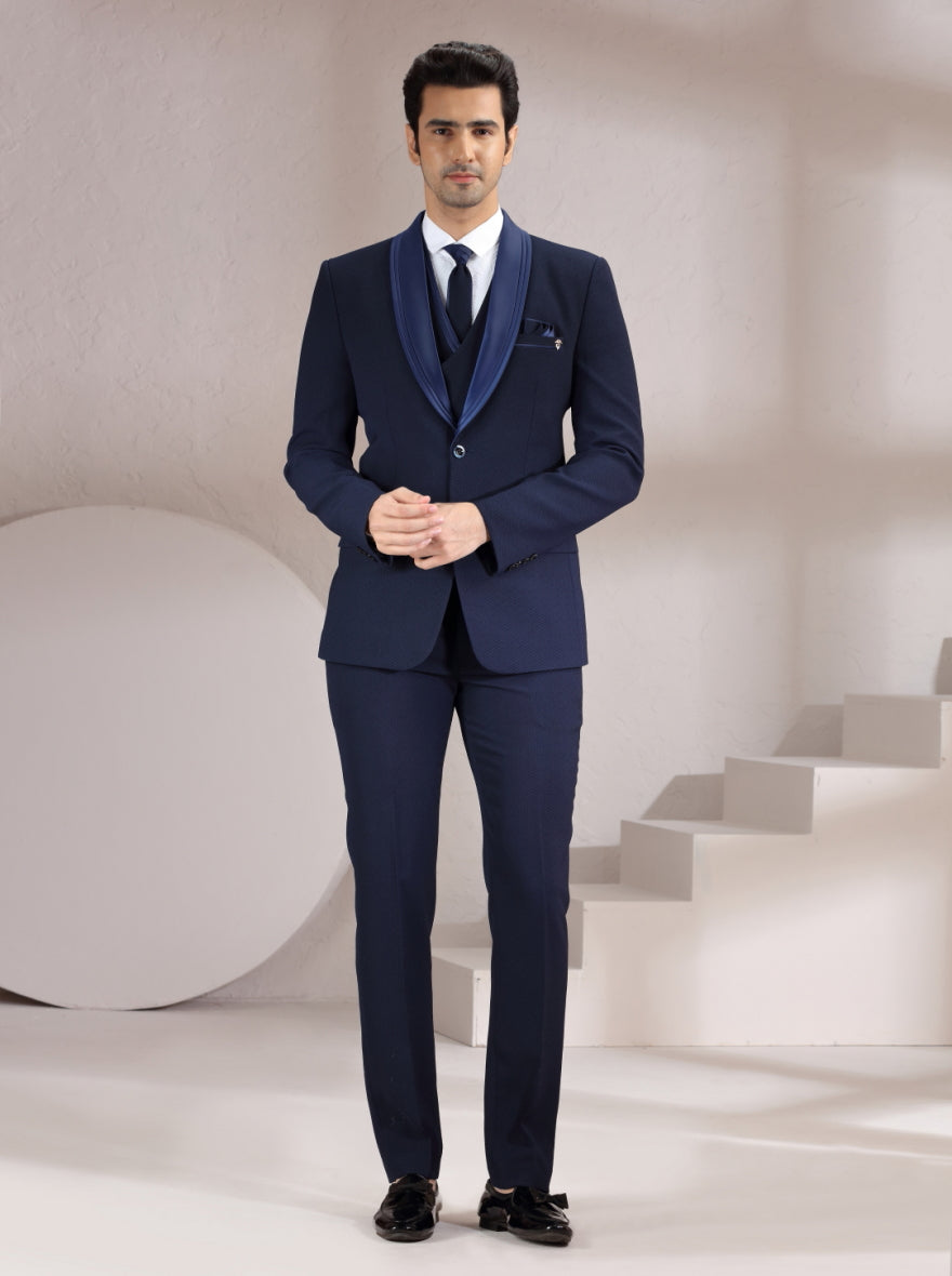 Blue Self Design Suit | JadeBlue