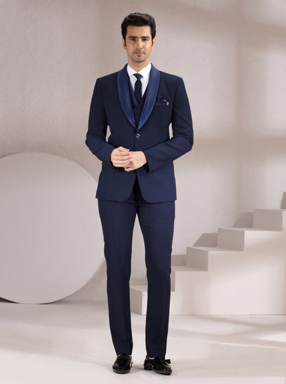 Blue Self Design Suit | JadeBlue