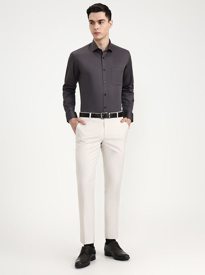 Dark Grey Solid Slim Fit Formal Shirt | Greenfibre