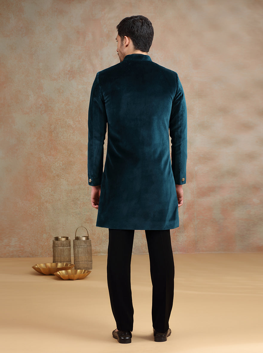 Peacock Green Embroidered Indowestern | JB X JB