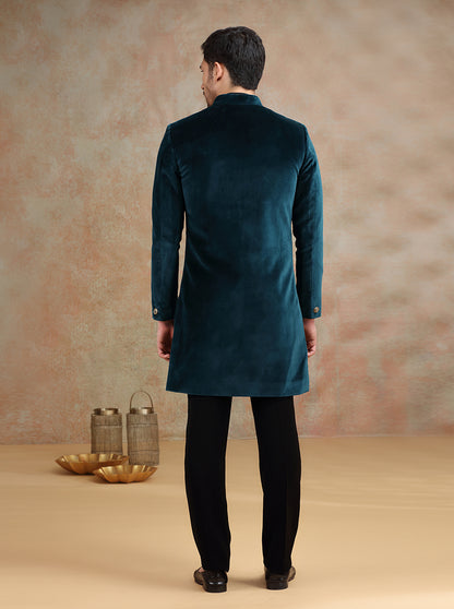 Peacock Green Embroidered Indowestern | JB X JB