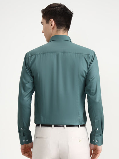 Green Solid Slim Fit Formal Shirt | Greenfibre