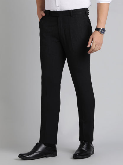 Black Solid Super Slim Fit Formal Trouser | JadeBlue Youth