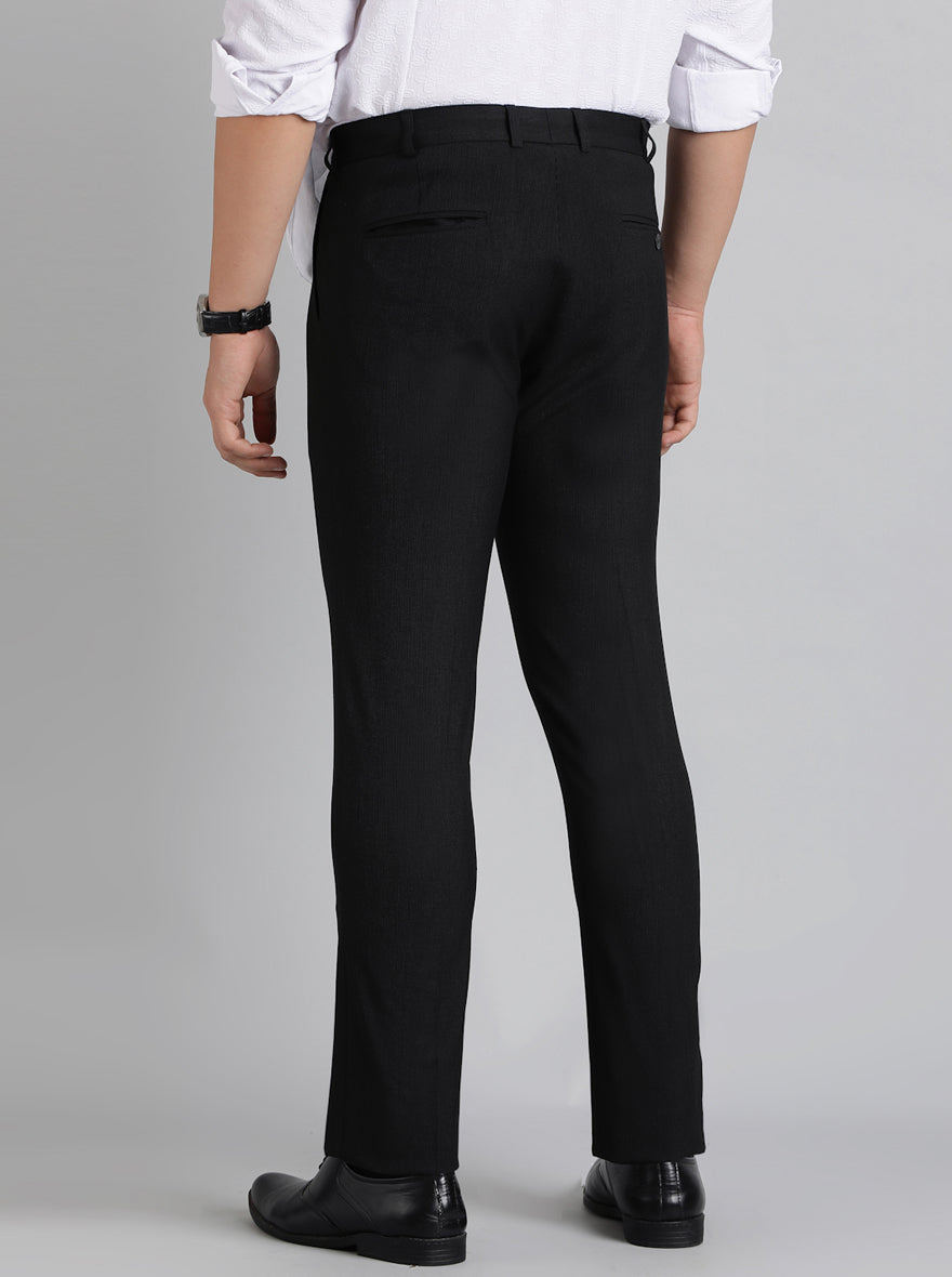 Black Solid Super Slim Fit Formal Trouser | JadeBlue Youth