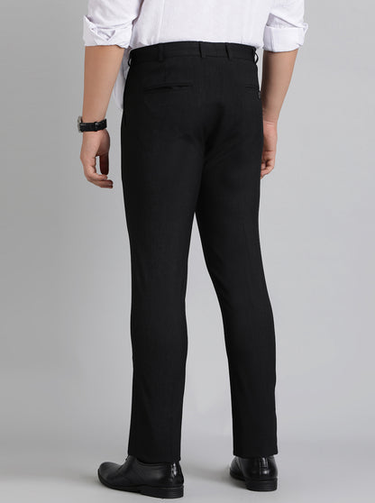 Black Solid Super Slim Fit Formal Trouser | JadeBlue Youth