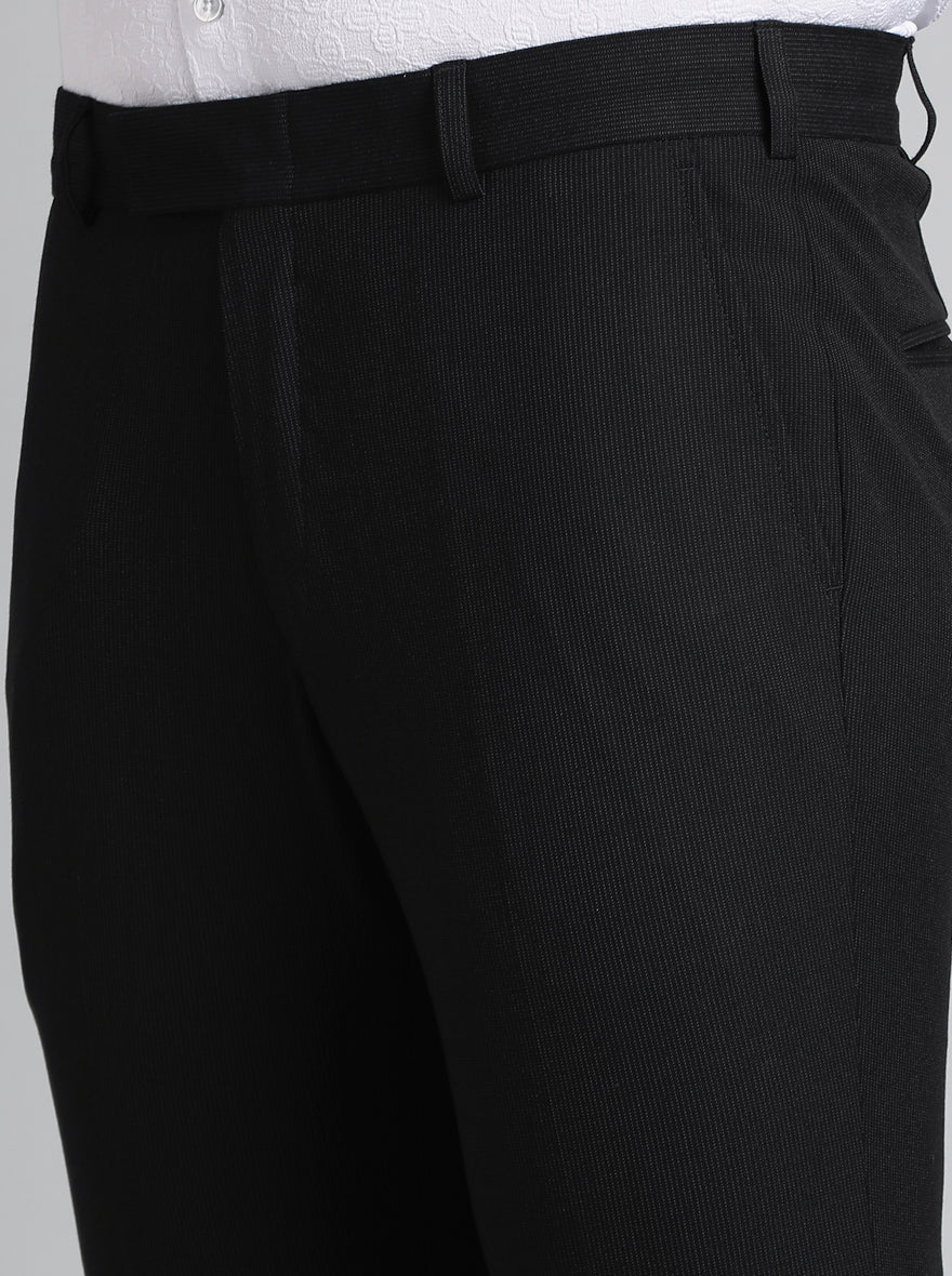 Black Solid Super Slim Fit Formal Trouser | JadeBlue