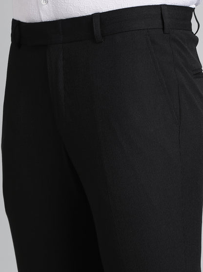 Black Solid Super Slim Fit Formal Trouser | JadeBlue Youth