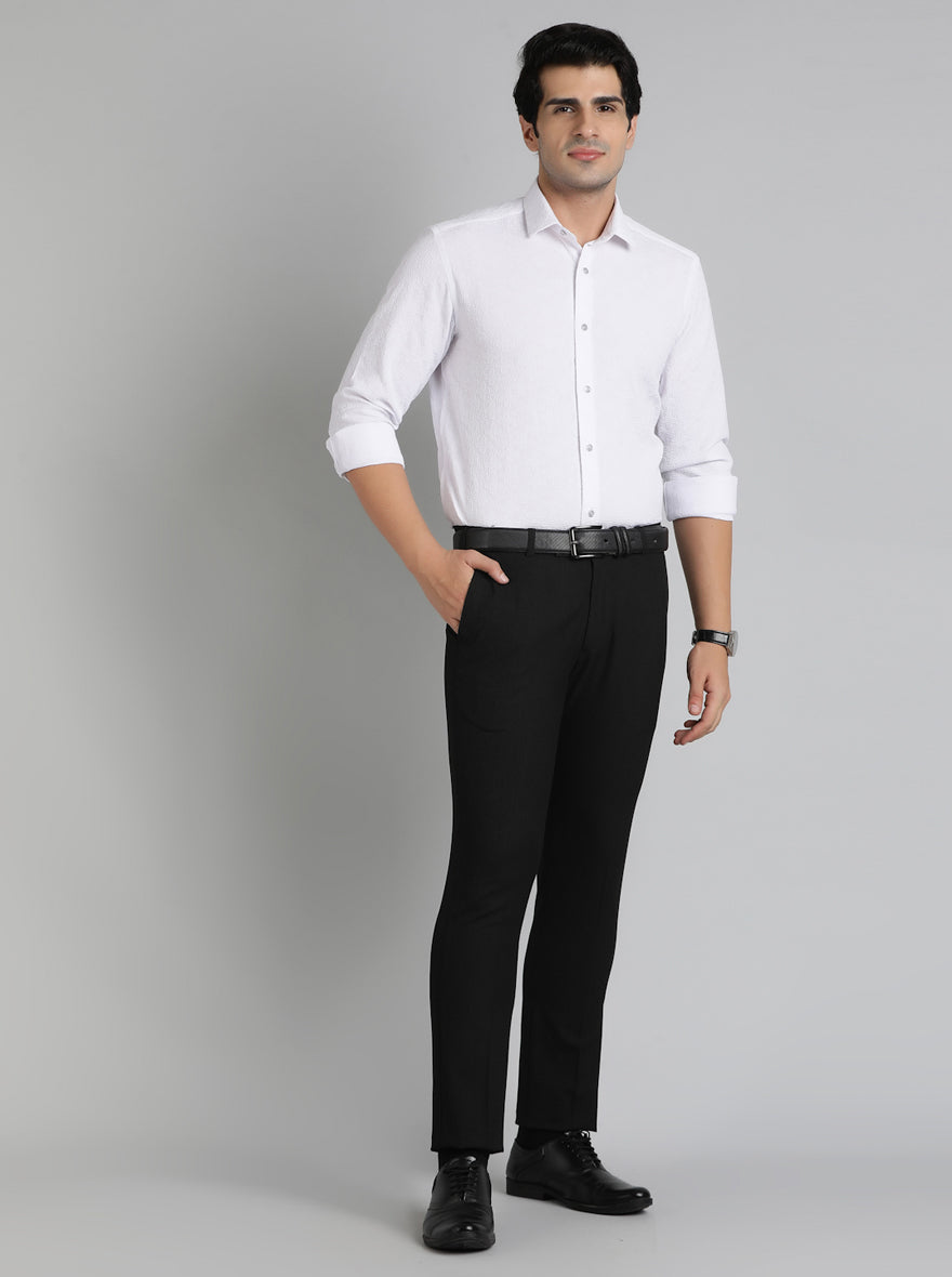 Black Solid Super Slim Fit Formal Trouser | JadeBlue Youth