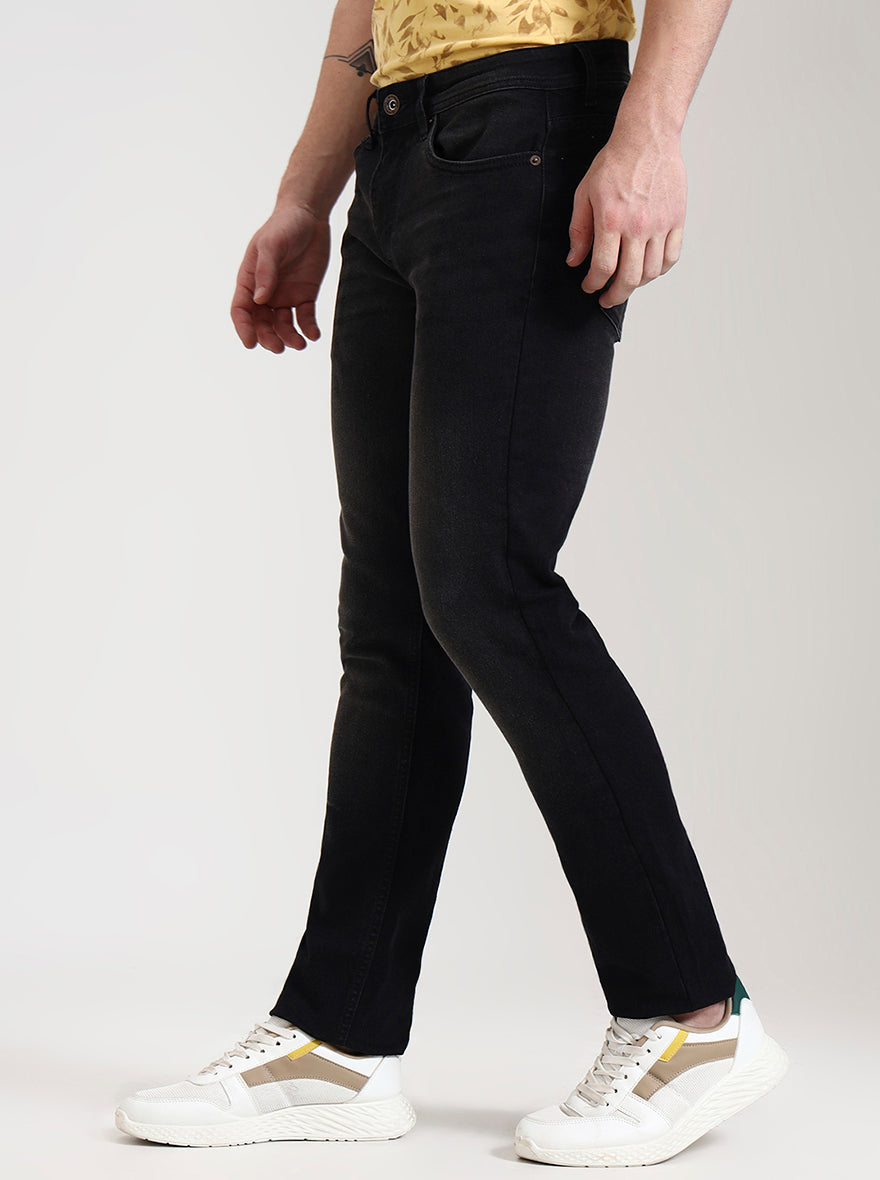 Charcoal Grey Washed Straight Fit Jeans | Greenfibre