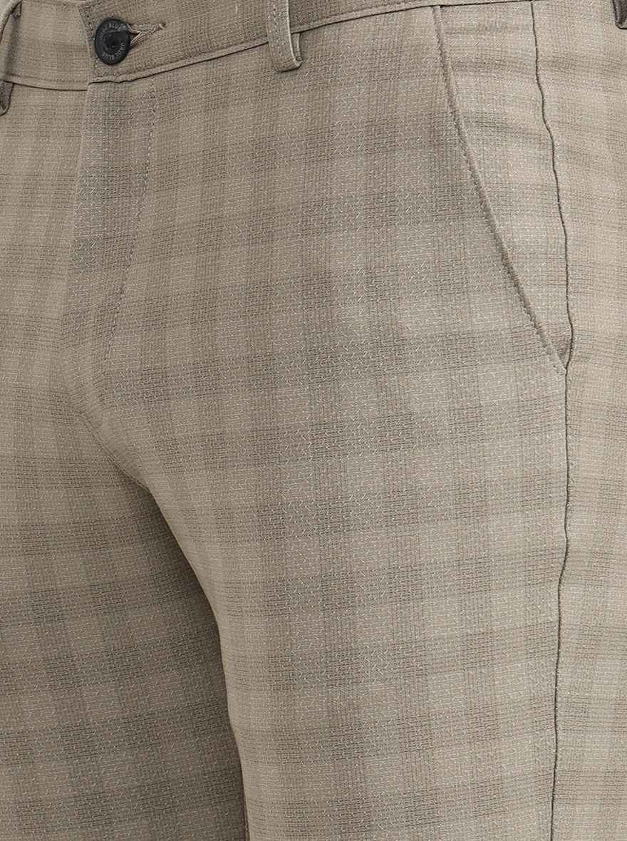 Khaki Checked Slim Fit Club Wear Trouser | Wyre