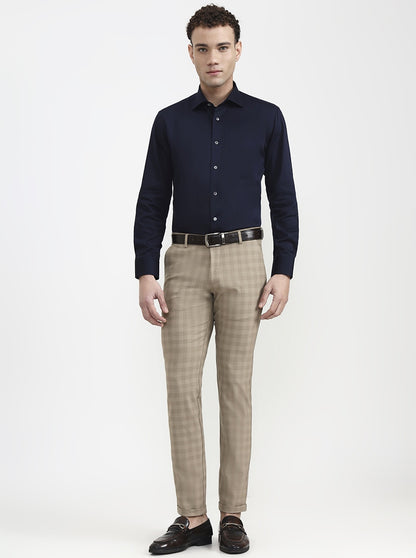 Khaki Checked Slim Fit Club Wear Trouser | Wyre