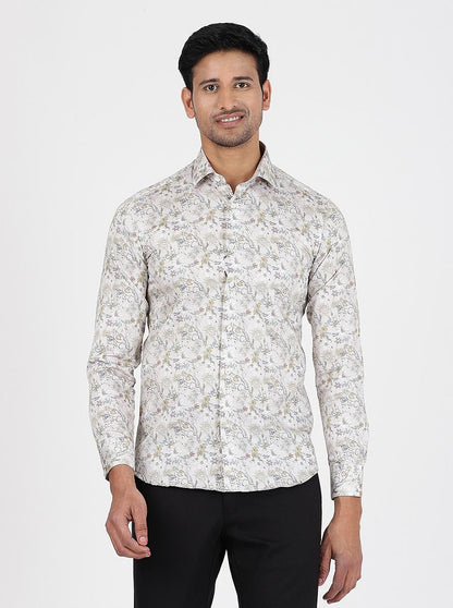 Creams Printed Slim Fit Party Wear Shirt | JB Studio