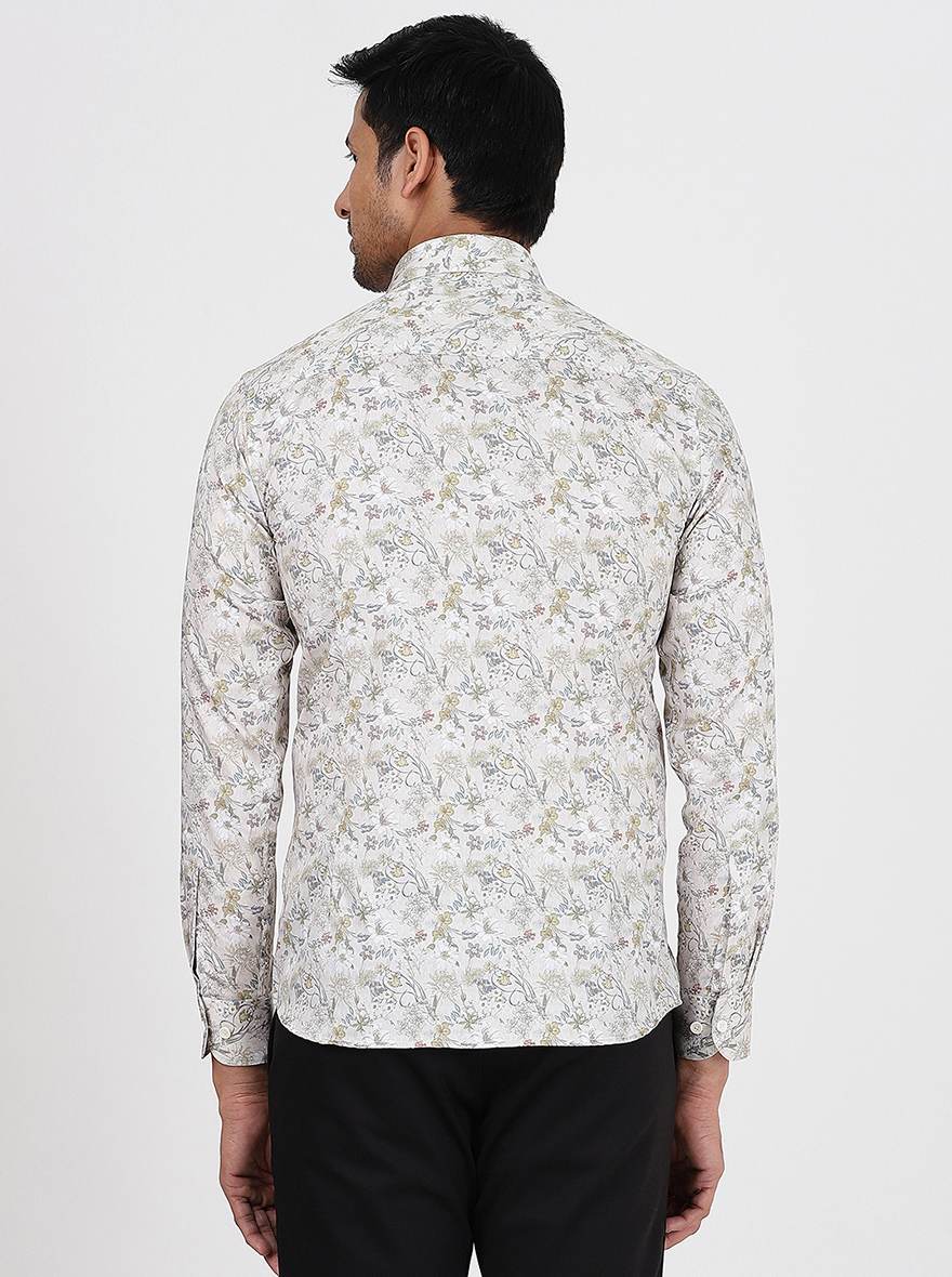 Creams Printed Slim Fit Party Wear Shirt | JB Studio