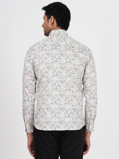 Creams Printed Slim Fit Party Wear Shirt | JB Studio