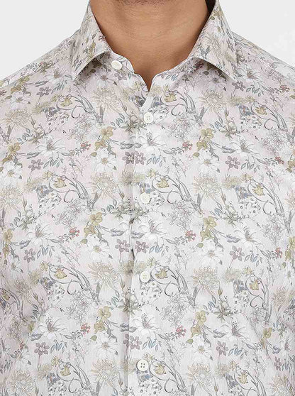 Creams Printed Slim Fit Party Wear Shirt | JB Studio
