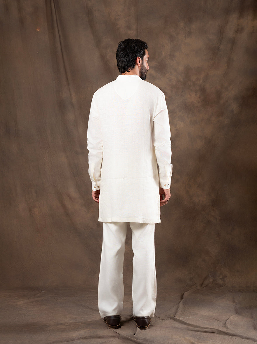 Cream Embroidered  Kurta Pajama | Virasana