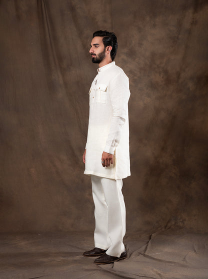 Cream Embroidered  Kurta Pajama | Virasana