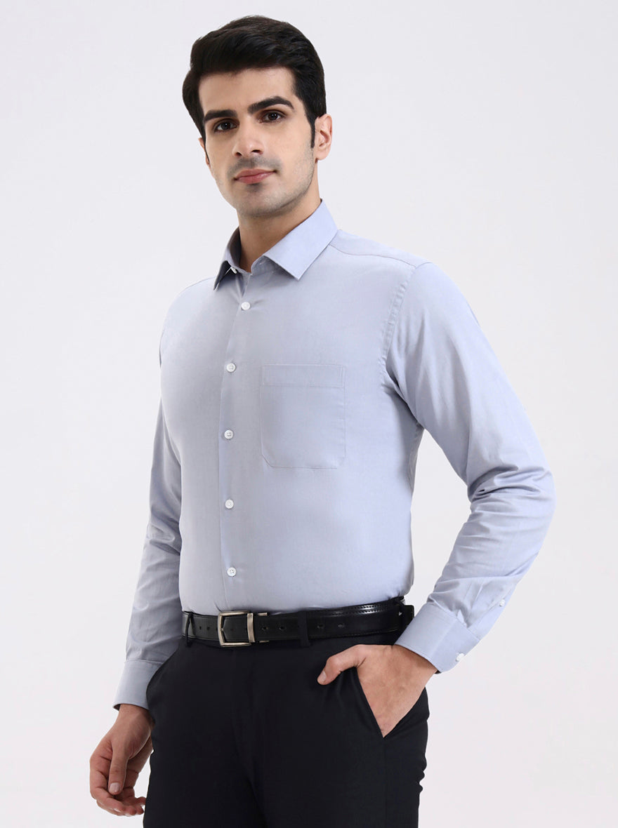 Light Grey Solid Regular Fit Formal Shirt | JadeBlue
